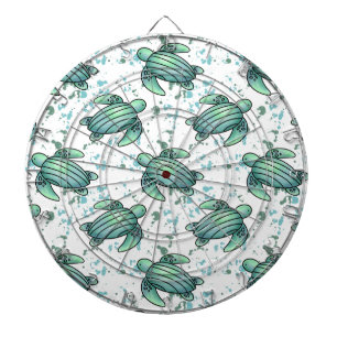 waterverf zeeschildpad groen blauw patroon dier dartbord