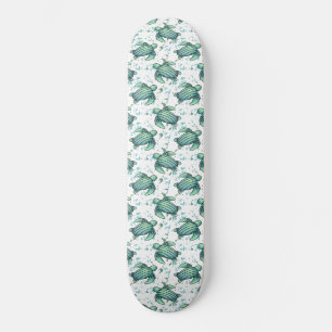 waterverf zeeschildpad groen blauw patroon dier persoonlijk skateboard
