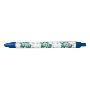 waterverf zeeschildpad groen blauw patroon dier zwarte inkt pen