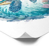 Waterverf Zeeschildpad Marien Dier Poster (Hoek)