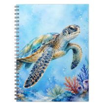 Waterverf Zeeschildpad Onderwater