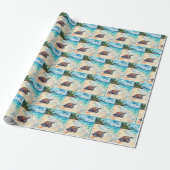 Waterverf Zeeschildpad Op Een Strand Cadeaupapier (Uitgerold)