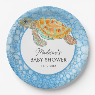 Waterverf Zeeschildpad Persoonlijke Baby Shower Papieren Bordje