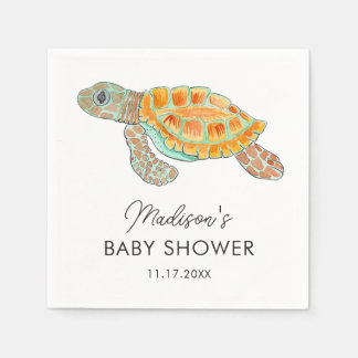 Waterverf Zeeschildpad Persoonlijke Baby Shower Servet