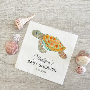 Waterverf Zeeschildpad Persoonlijke Baby Shower Servet