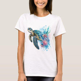 Waterverf Zeeschildpad PNG Oceaan Kustontwerp T-shirt