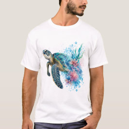 Waterverf Zeeschildpad PNG Oceaan Kustontwerp T-shirt