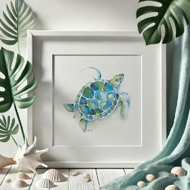 Waterverf Zeeschildpad Poster
