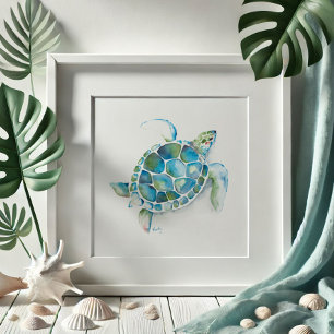 Waterverf Zeeschildpad Poster