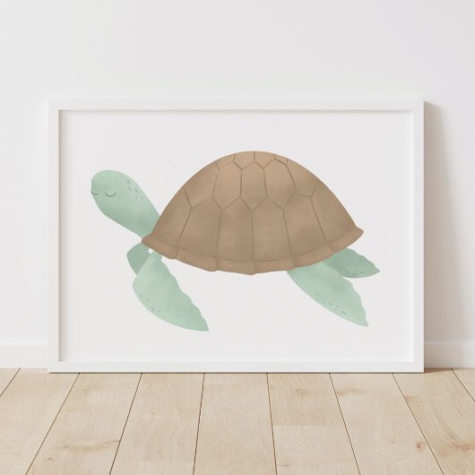 Waterverf Zeeschildpad Strand Kinderkamer Decorati Poster