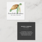 Waterverf Zeeschildpad Vierkant Zakelijk Visitekaa Vierkante Visitekaartje (Voorkant / Achterkant)