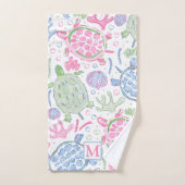 Waterverf Zeeschildpadden Kust Preppy Monogram  Handdoek (Handdoek)