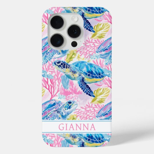 Waterverf Zeeschildpadden Monogram Case-Mate iPhone Case (Achterkant)