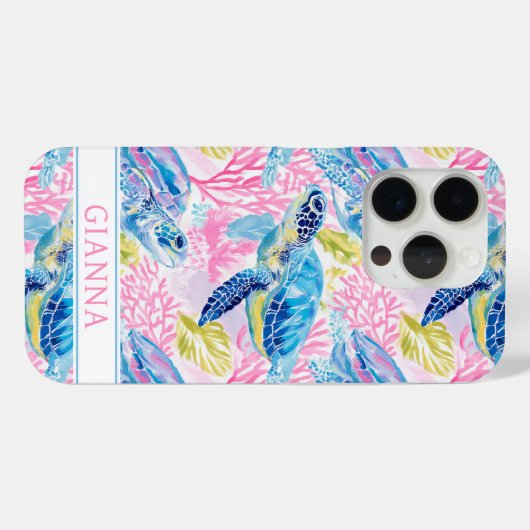 Waterverf Zeeschildpadden Monogram Case-Mate iPhone Case (Achterkant (horizontaal))