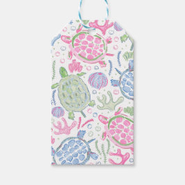 Waterverf Zeeschildpadden Oceaan Cadeaulabel