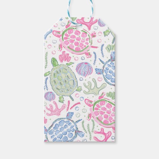 Waterverf Zeeschildpadden Oceaan Cadeaulabel (Voorkant)