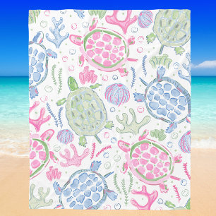 Waterverf Zeeschildpadden Oceaan / Kuststrand Fleece Deken