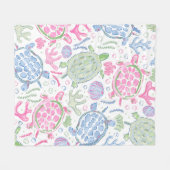 Waterverf Zeeschildpadden Oceaan / Kuststrand Fleece Deken (Voorkant (Horizontaal))