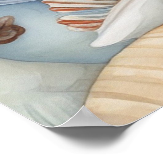 Waterverf-zeeshellingspatroon Poster (Hoek)