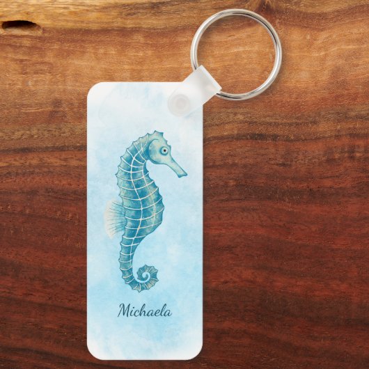 Waterverf zeesoortstrand kust sleutelhanger (Achterkant)