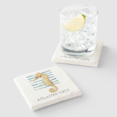 Waterverf zeesoortstrand kust stenen onderzetter (Zijkant)