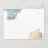 Waterverf Zeester Dusty Blue Save Onze Datum Aankondigingskaart (Achterkant)