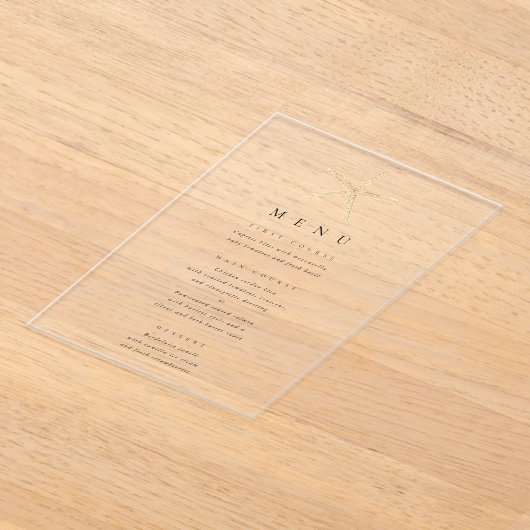 Waterverf Zeester Elegante Trouwacryl Menu Acryl Uitnodigingen (Laagn)