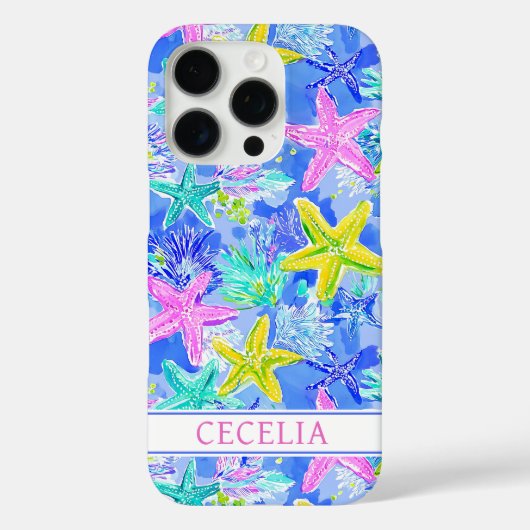 Waterverf Zeester Monogram Case-Mate iPhone Case (Achterkant)