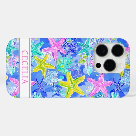 Waterverf Zeester Monogram  Case-Mate iPhone Case (Achterkant (horizontaal))