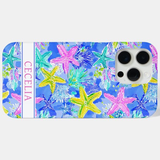 Waterverf Zeester Monogram Case-Mate iPhone Case (Achterkant (horizontaal))