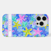 Waterverf Zeester Monogram iPhone Hoesje (Achterkant horizontaal)