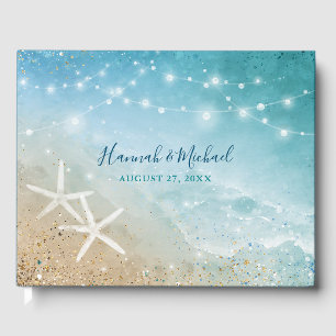 Waterverf zeester oceaan elegante strand bruiloft gastenboek