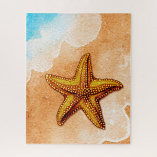 Waterverf zeester op het strand legpuzzel