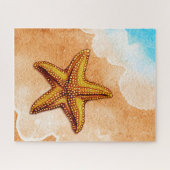 Waterverf zeester op het strand legpuzzel (Horizontaal)