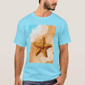 Waterverf zeester op het strand t-shirt (Voorkant)