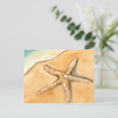Waterverf Zeester Op Strand Briefkaart (Staand voorkant)