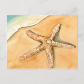 Waterverf Zeester Op Strand Briefkaart (Voorkant)