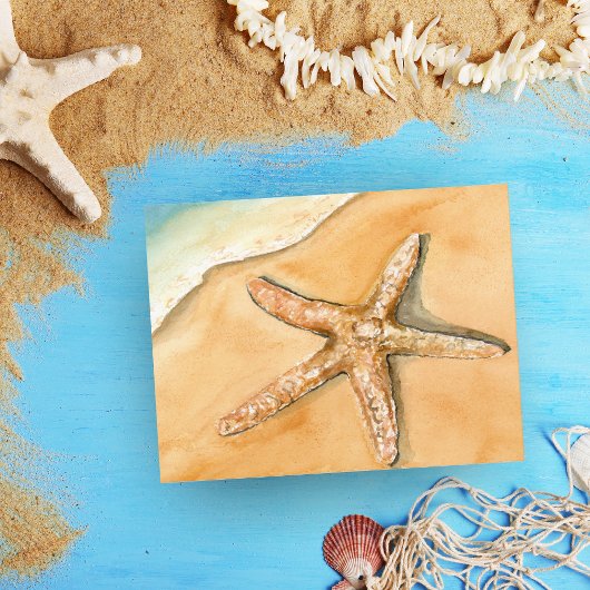 Waterverf Zeester Op Strand Briefkaart