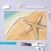 Waterverf Zeester Op Strand Tissuepapier (Craft)