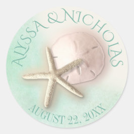 Waterverf Zeesterren en Zanddollar Ronde Sticker