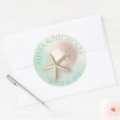 Waterverf Zeesterren en Zanddollar Ronde Sticker (Envelop)
