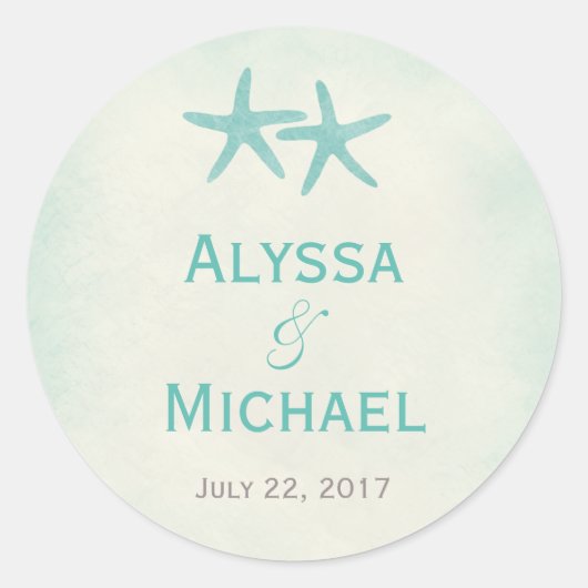 Waterverf zeesterren gunst Sticker/envelop afdicht Ronde Sticker (Voorkant)