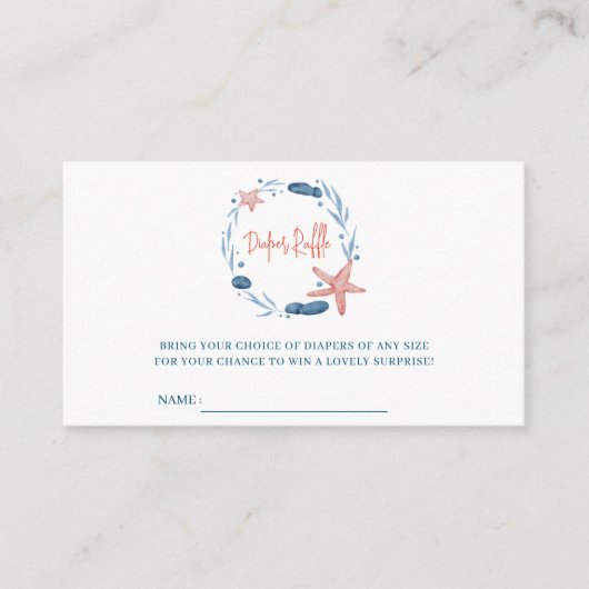 Waterverf Zeesterren Koraal Reef Luier Raffle Informatiekaartje (Voorkant)