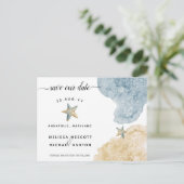 Waterverf Zeesterren Kust Save Our Date Aankondigingskaart (Staand voorkant)