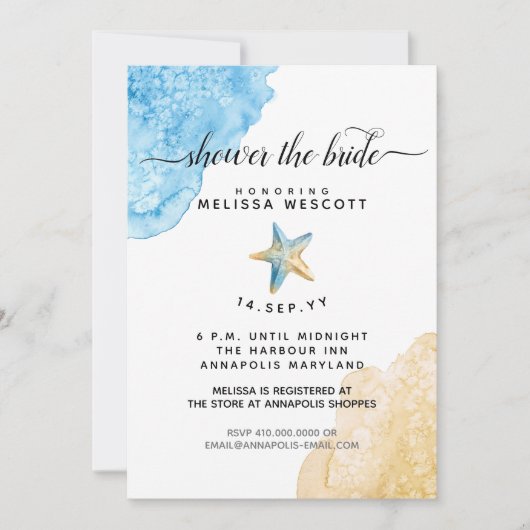 Waterverf zeesterren kuststrand Vrijgezellenfeest Kaart (Voorkant)