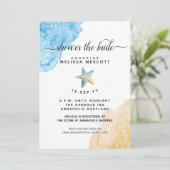 Waterverf zeesterren kuststrand Vrijgezellenfeest Kaart (Staand voorkant)