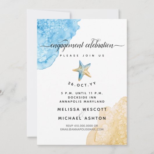 Waterverf Zeesterren Zee + Zand Kustgebied Verlovi Kaart (Voorkant)