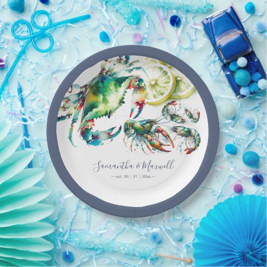 Waterverf Zeevruchten Kook Papieren Bordje (Feest)