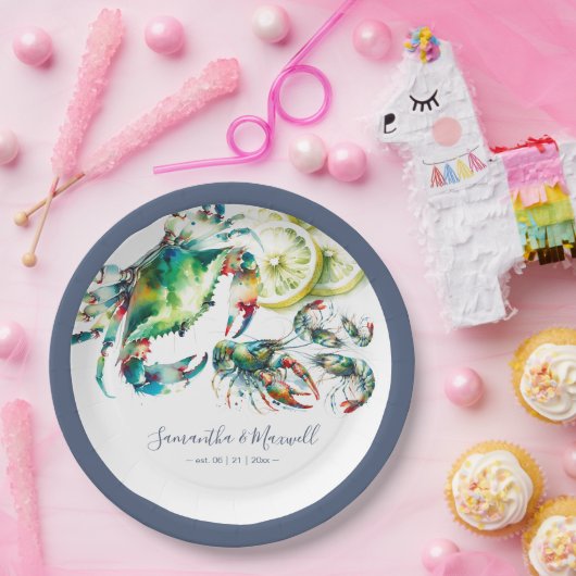 Waterverf Zeevruchten Kook Papieren Bordje (Feest)