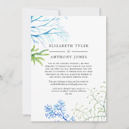 Waterverf Zeewier Bruiloft Beperkte Gastlijst Aankondiging